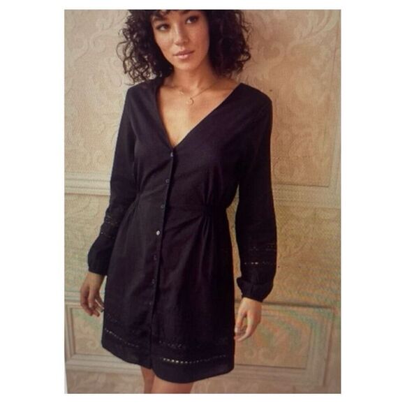 Vetta Capsule Black The Long Sleeve Lace Dress Reversible V-neck Scoop M Medium - Picture 1 of 9